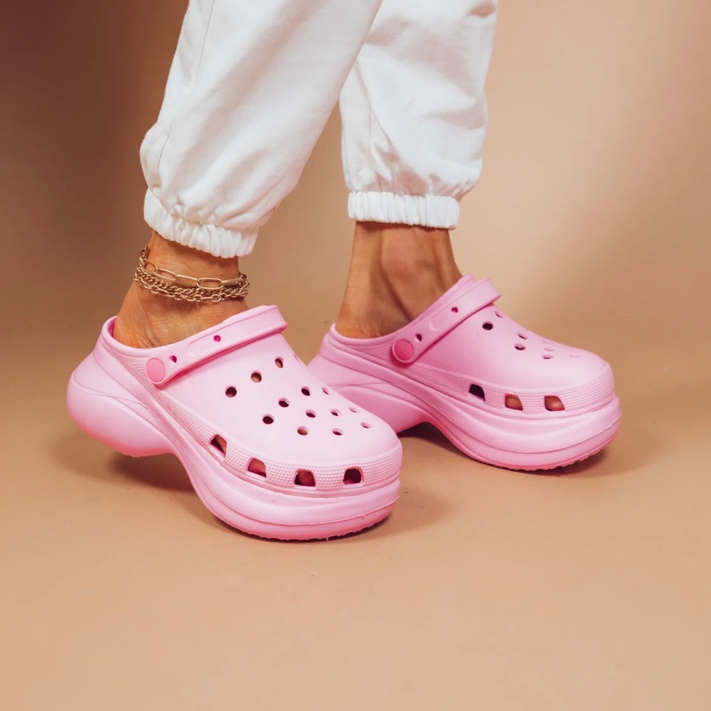 Pink lemonade crocs